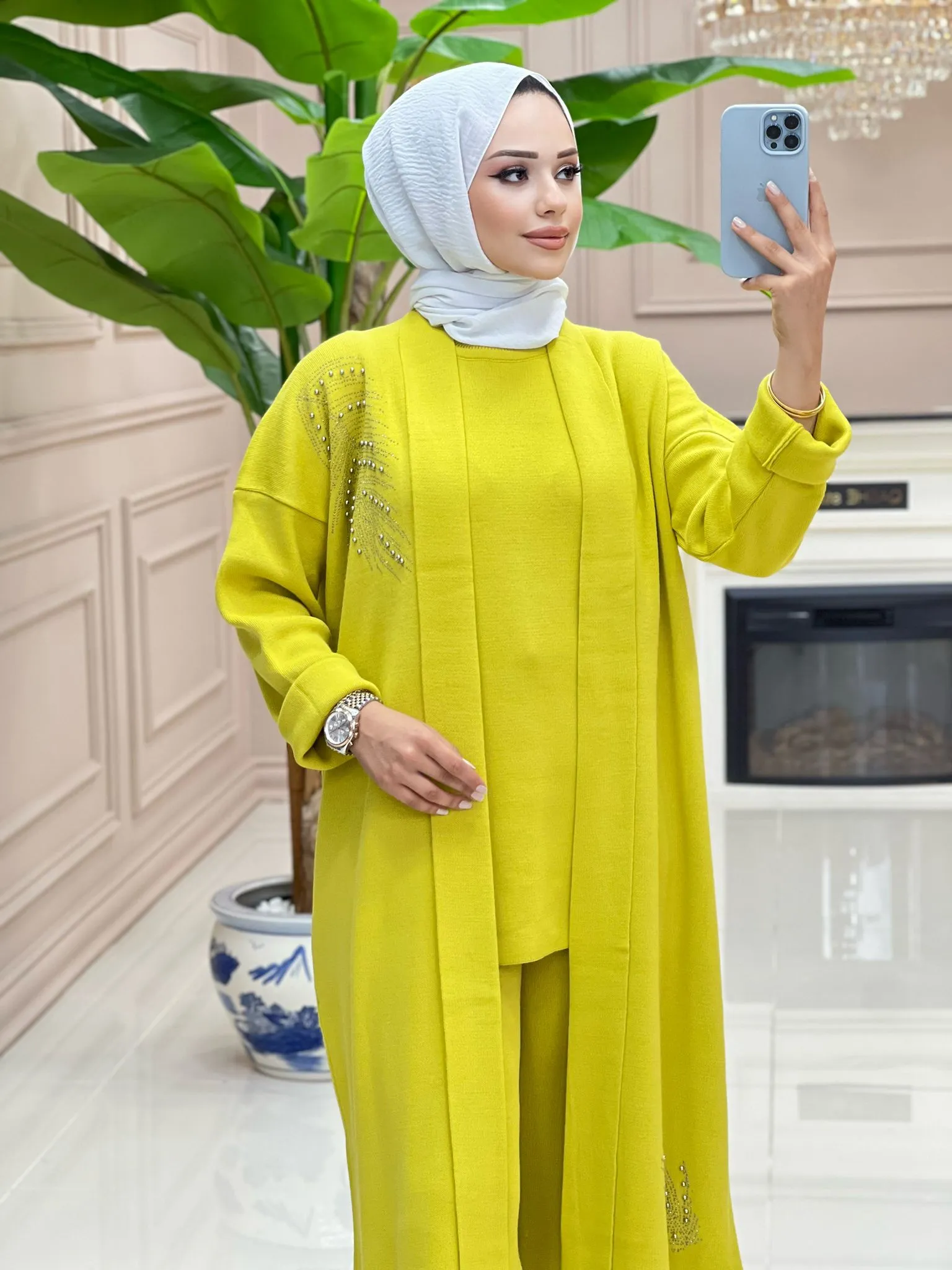 Kuşaklı Gofre Elbise  Siyah
