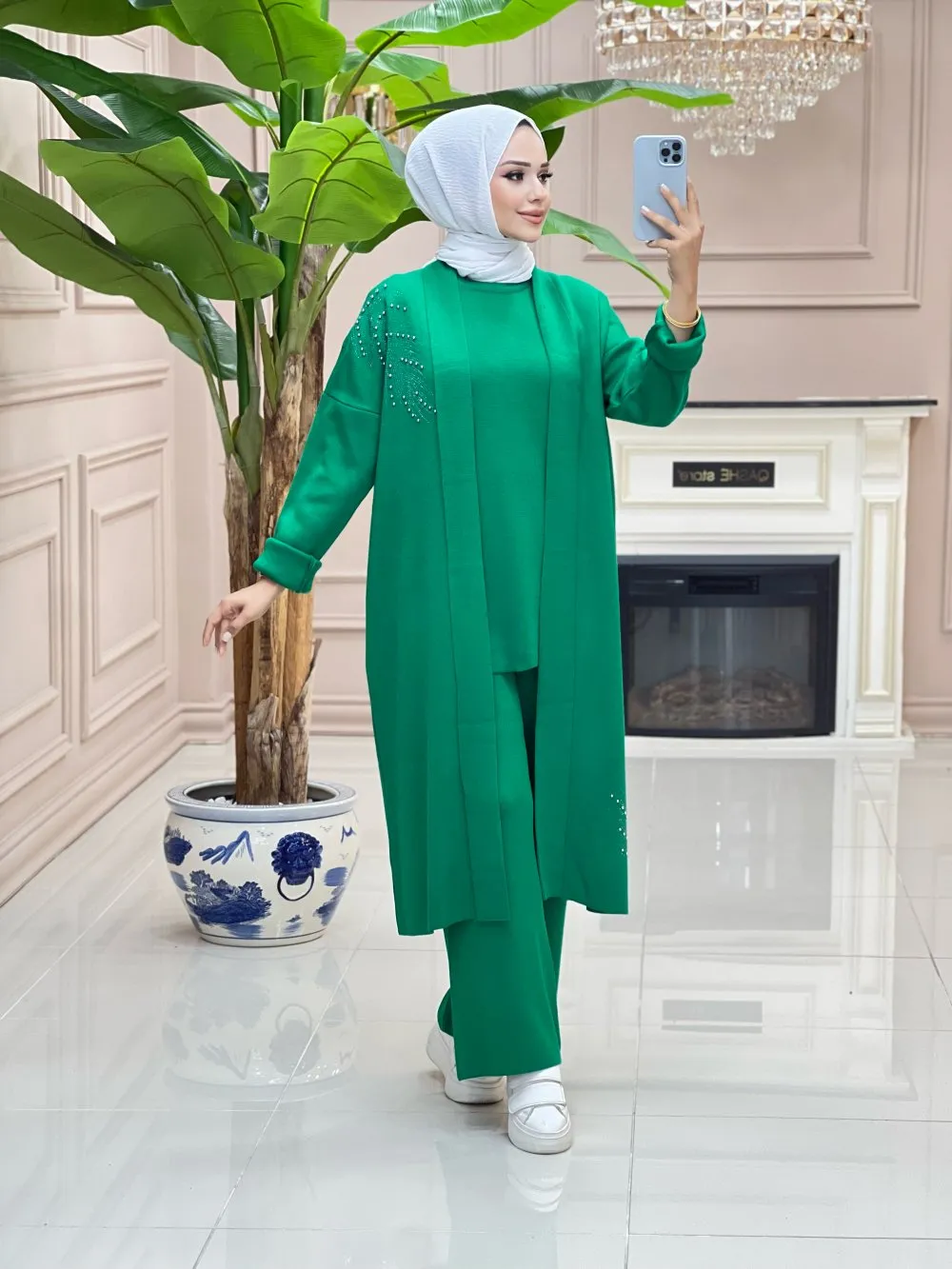 Sibel 3 Lü Triko Takım Benetton Yeşili